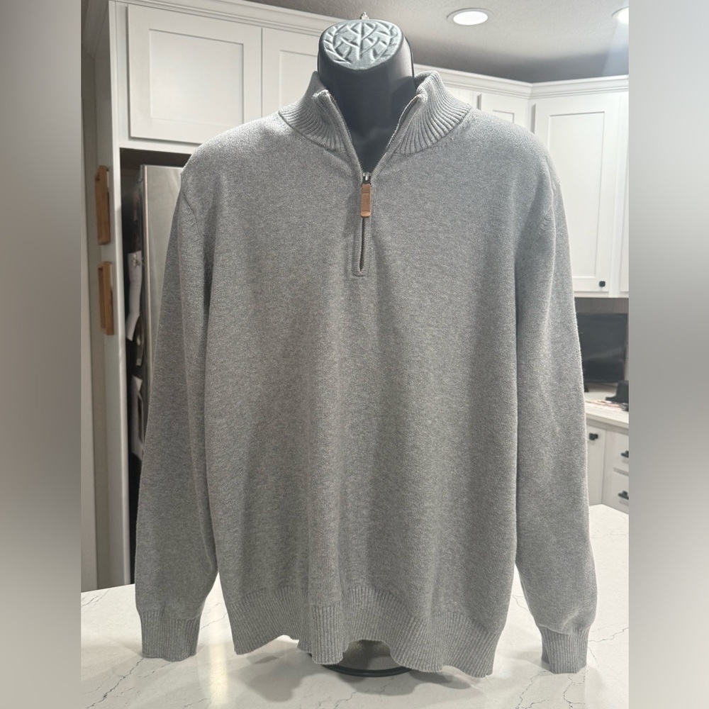 Duluth Trading Co Men's Light Gray Zip-Neck Sweater